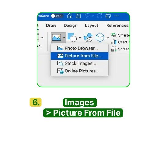 Langkah keenam masukkan ttd word dengan Mac