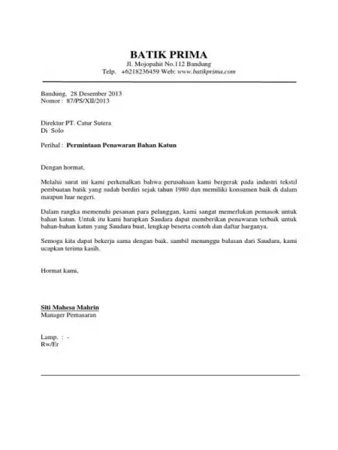 Contoh Pengadaan Barang Tekstil