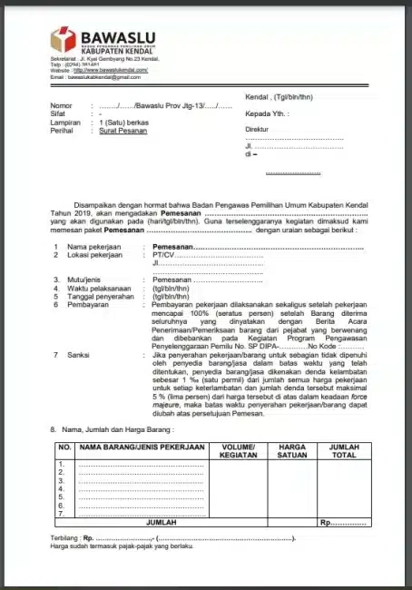 Surat Permohonan Pengadaan BPU