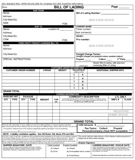 Contoh Bill of Lading 1