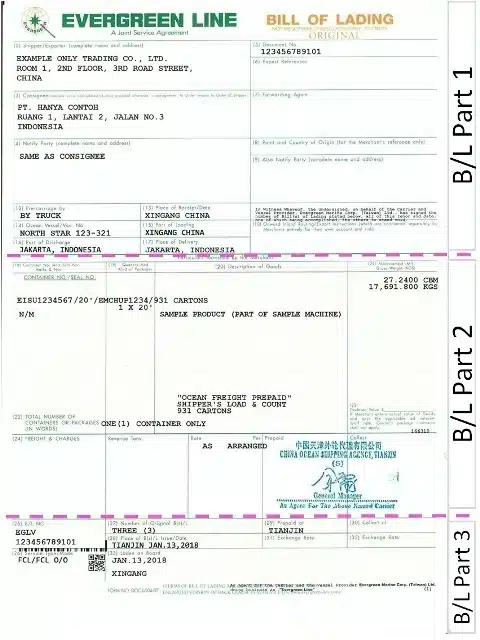Contoh Bill of Lading 3