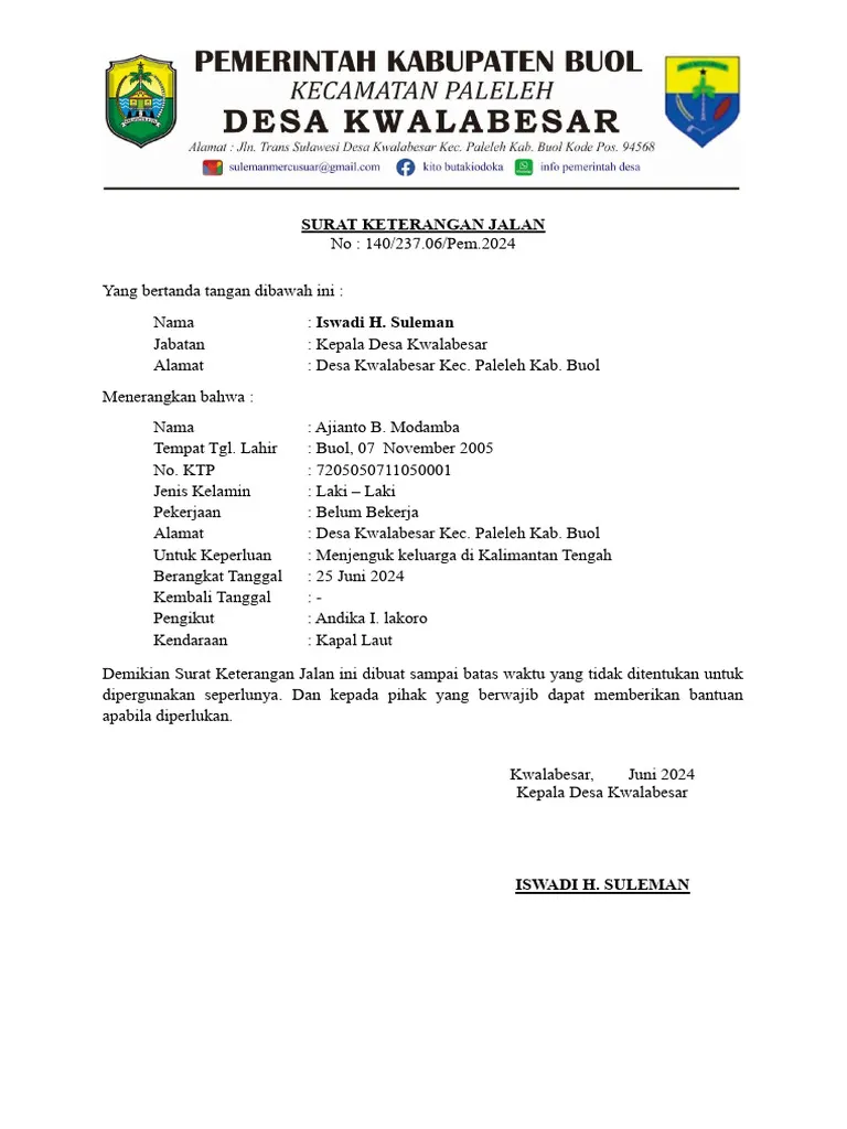 Surat Keterangan Jalan Non-Komersial