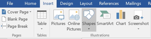 Pada tab Insert, lihat Shapes, lalu pilih Oval pada kotak Basic Shapes untuk memilih bentuk stempel pada umumnya untuk membuat stempel di word