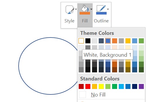 Atur simbol menjadi polos tanpa background warna dengan klik kanan pada simbol, klik Fill, dan pilih warna putih untuk membuat stempel di word