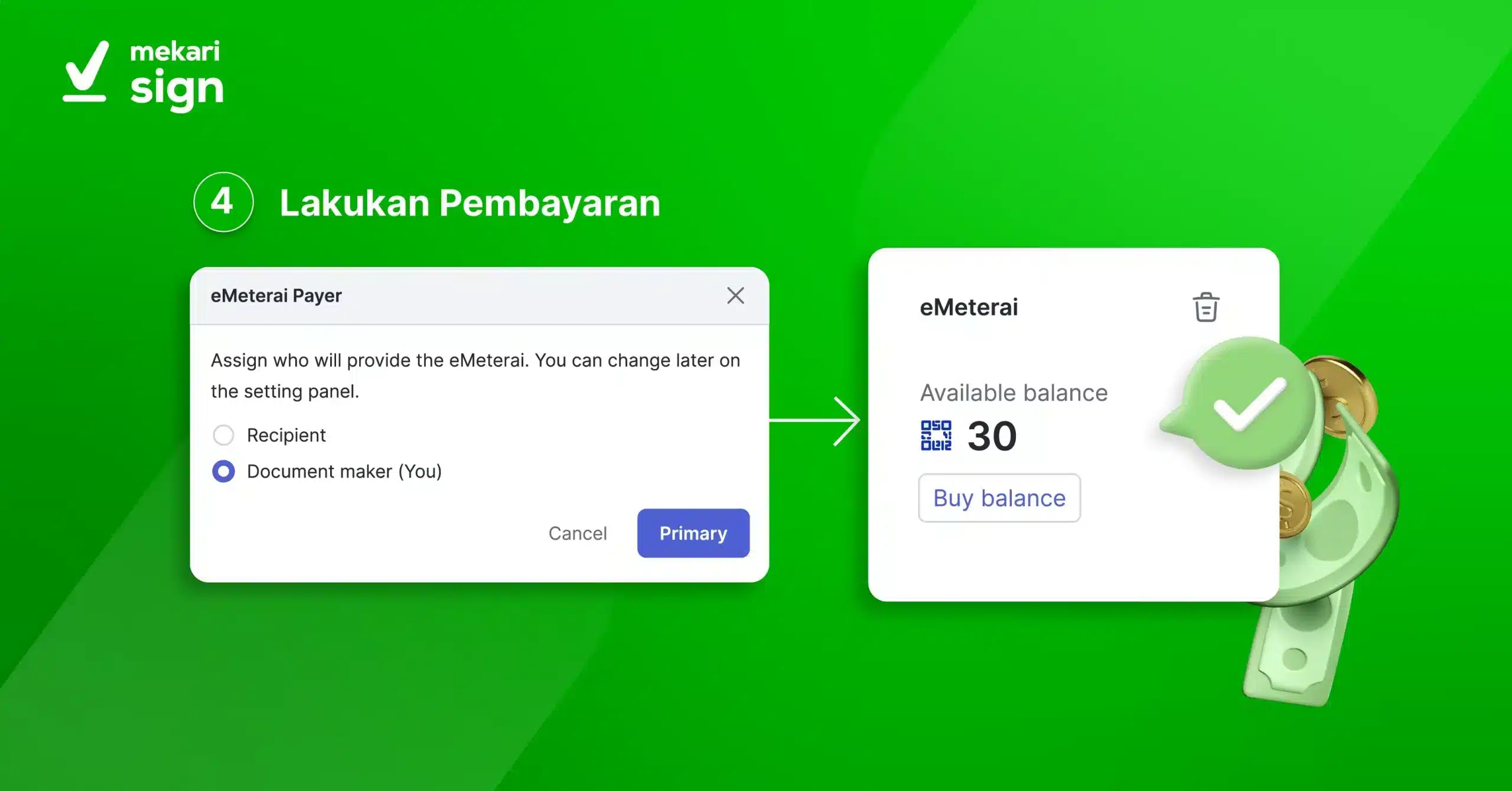 langkah keempat membeli e-meterai di mekari sign adalah dengan melakukan pembayaran