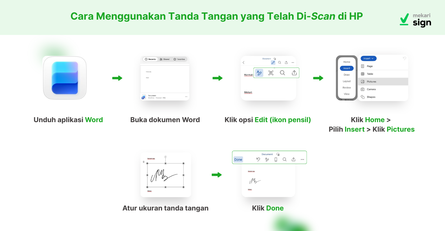 cara mudah menggunakan hasil scan tanda tangan di HP melalui Word