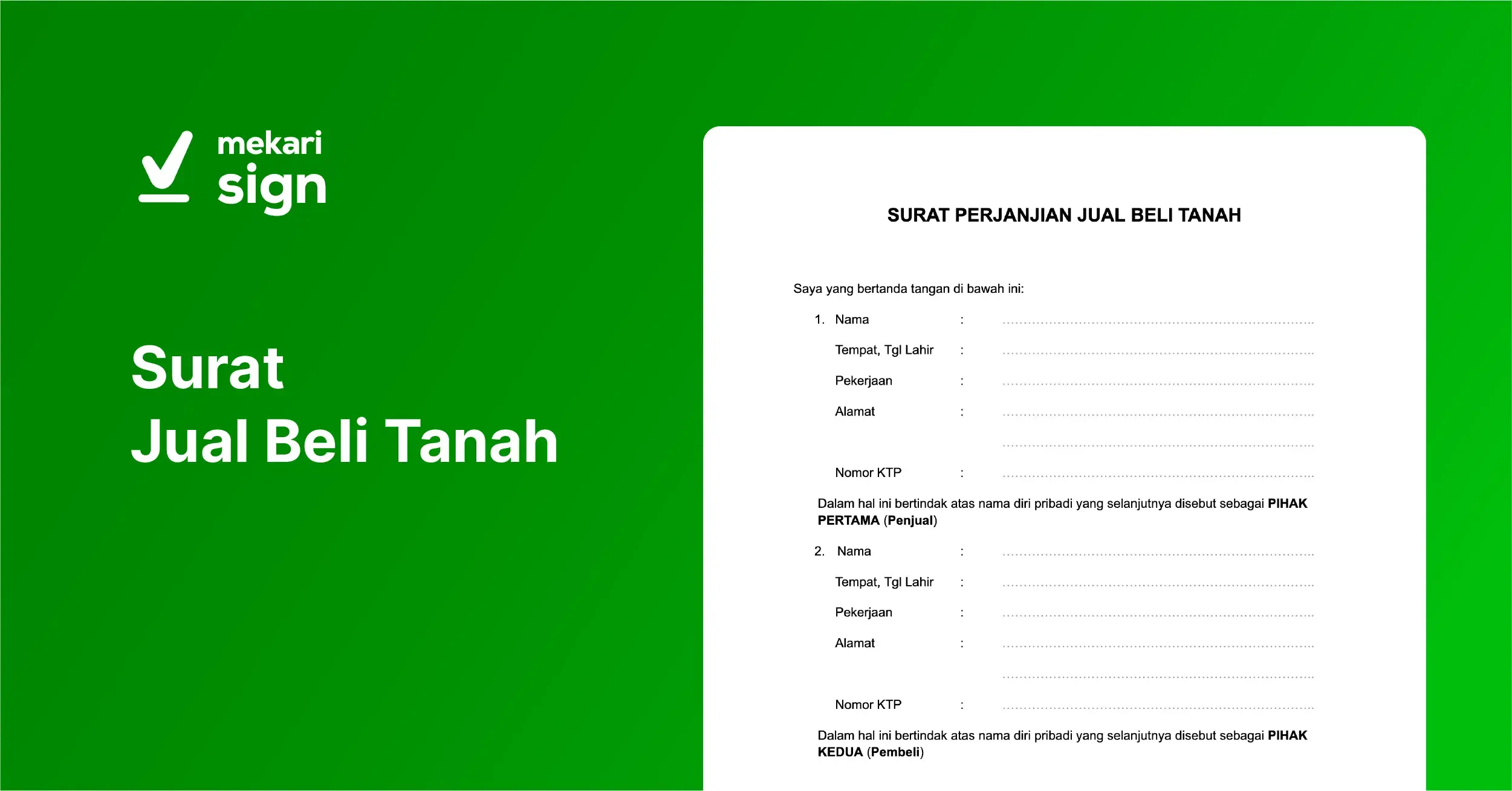 Download Gratis Surat Jual Beli Tanah Mekari Sign