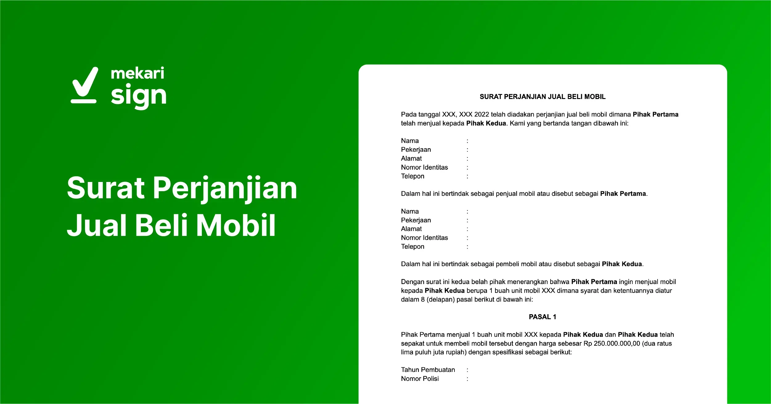 Download Surat Perjanjian Jual Beli Mobil [Resmi & Gratis]
