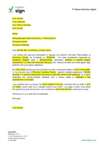Surat Lamaran Kerja Bahasa Inggris