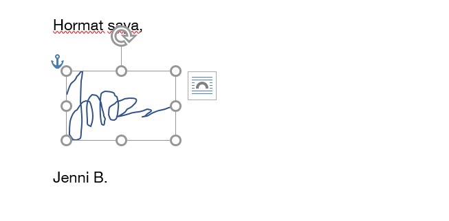 atur ukuran dan posisi tanda tangan di Word