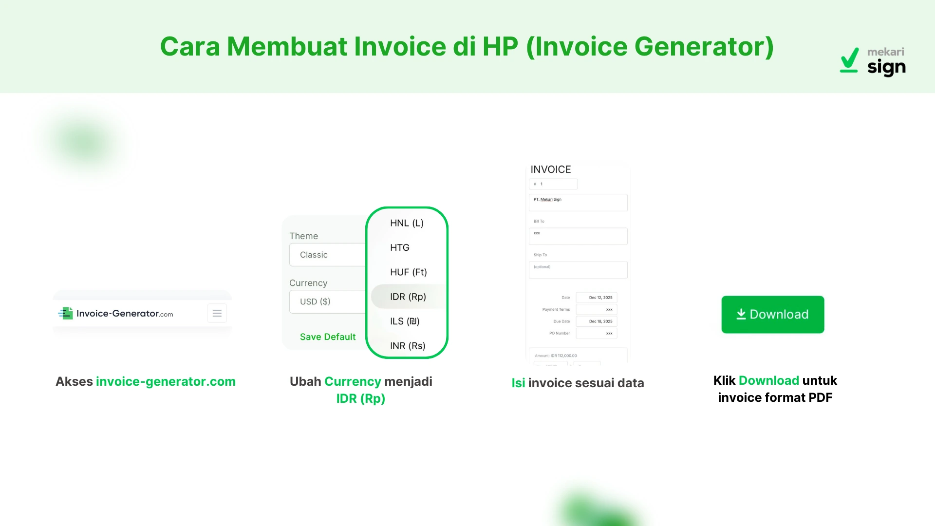 cara membuat invoice dengan mudah, praktis, dan gratis di HP menggunakan invoice generator