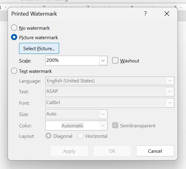 cara buat watermark full paper di word