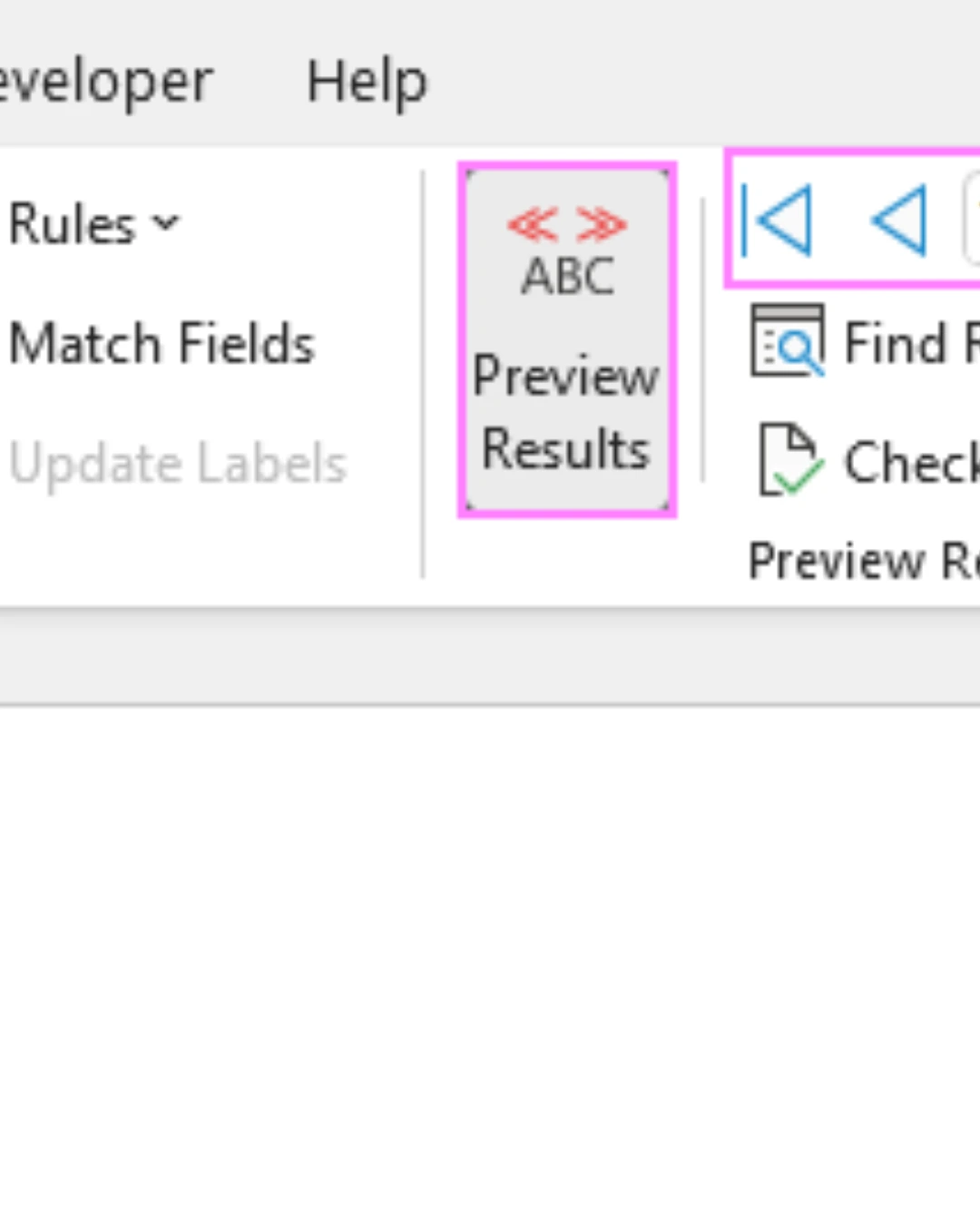 contoh fitur preview results di mail merge