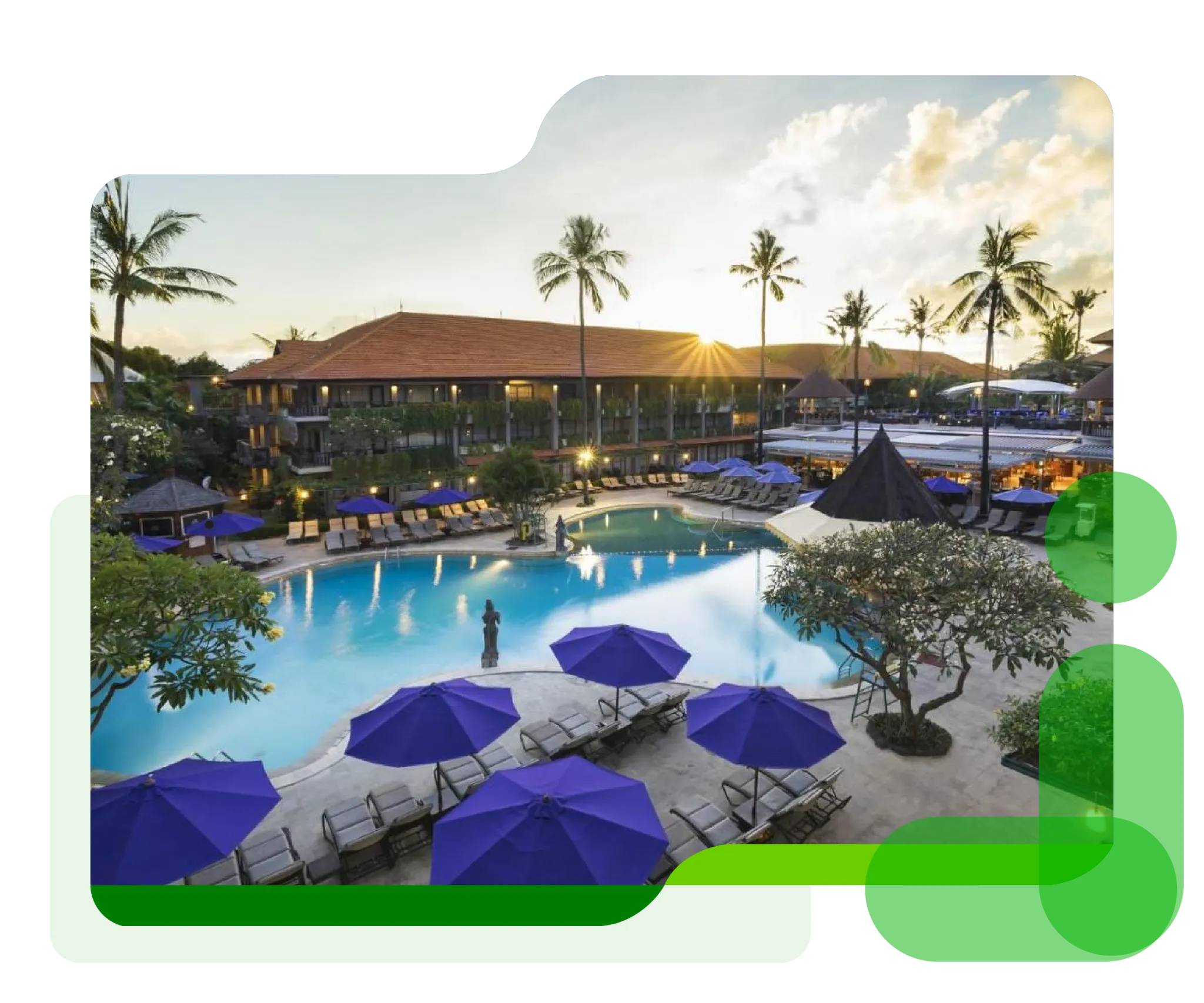 Ilustrasi sebuah Resort berlokasi di Bali dengan nama wilayah Bali Dynasty Resort