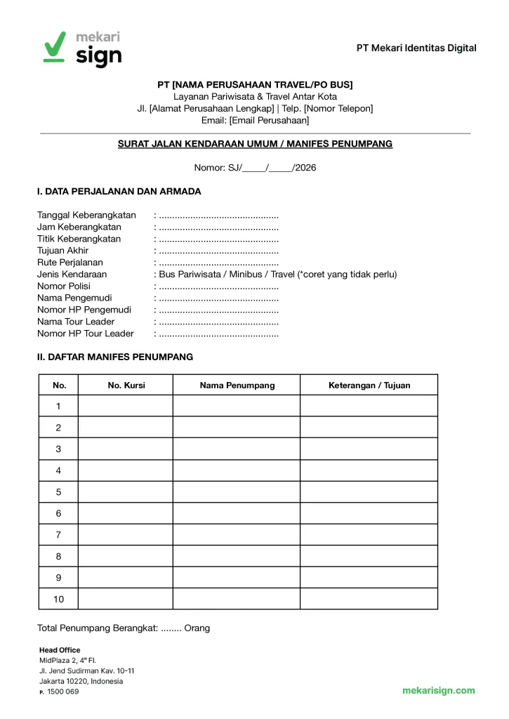 Surat Jala Kendaraan Umum - Mekari Sign